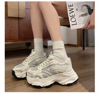 Damen Sportliche Chunky Sneakers mit atmungsaktiver Netzstruktur und dämpfender Sohle