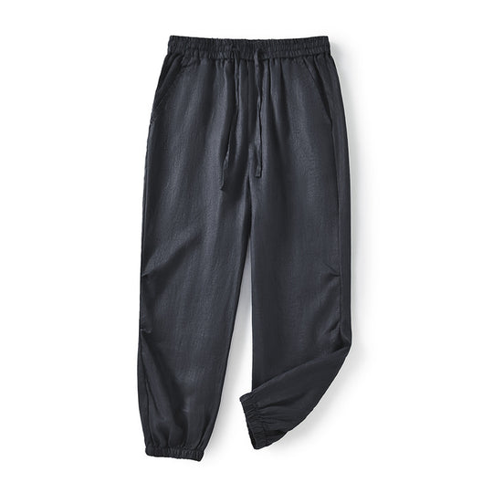 Damen lässige Leinenhose mit elastischem Bund und seitlichen Taschen R&B