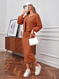 Damen Strick-Outfit mit Knopfleiste und Bündchen R&B