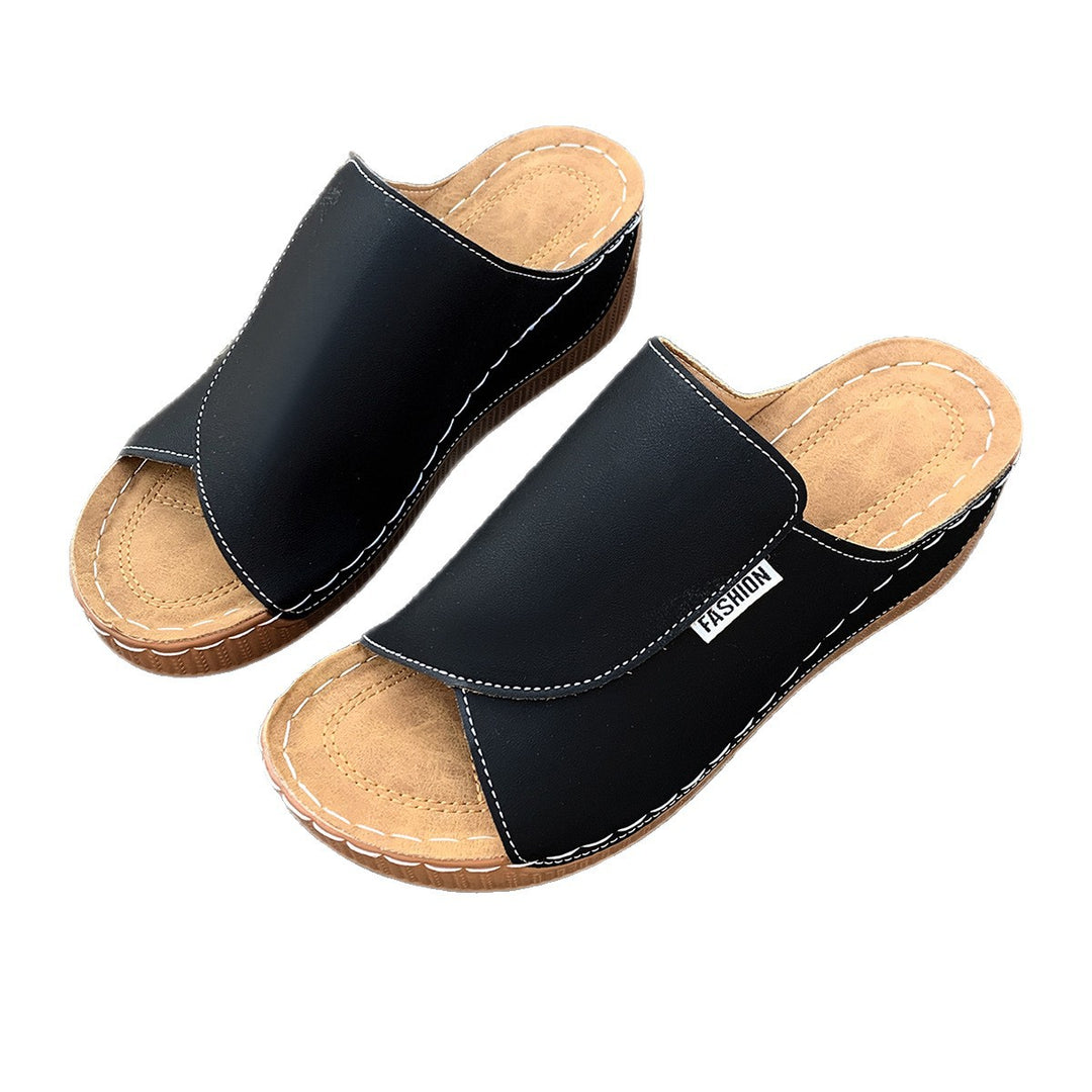 Damen komfortable Wedge-Pantoletten mit elegantem Obermaterial R&B