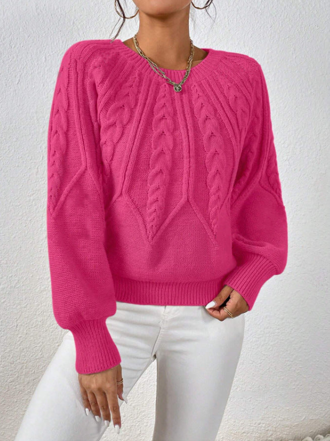 Damen Strickpullover mit Zopfmuster und weitem Schnitt R&B