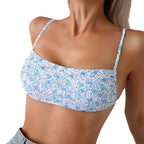 Damen Bandeau-Bikinioberteil mit floralen Mustern