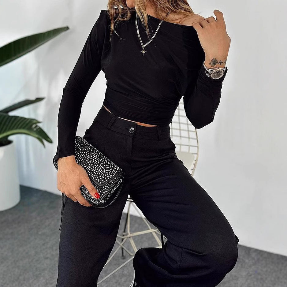 Damen Weit geschnittene Anzughose mit hohen Taschen R&B