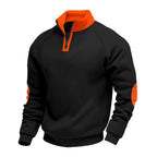 Herren nan Halbzip-Fleecepullover mit Stehkragen Raglanärmeln und Ellenbogenpatches R&B