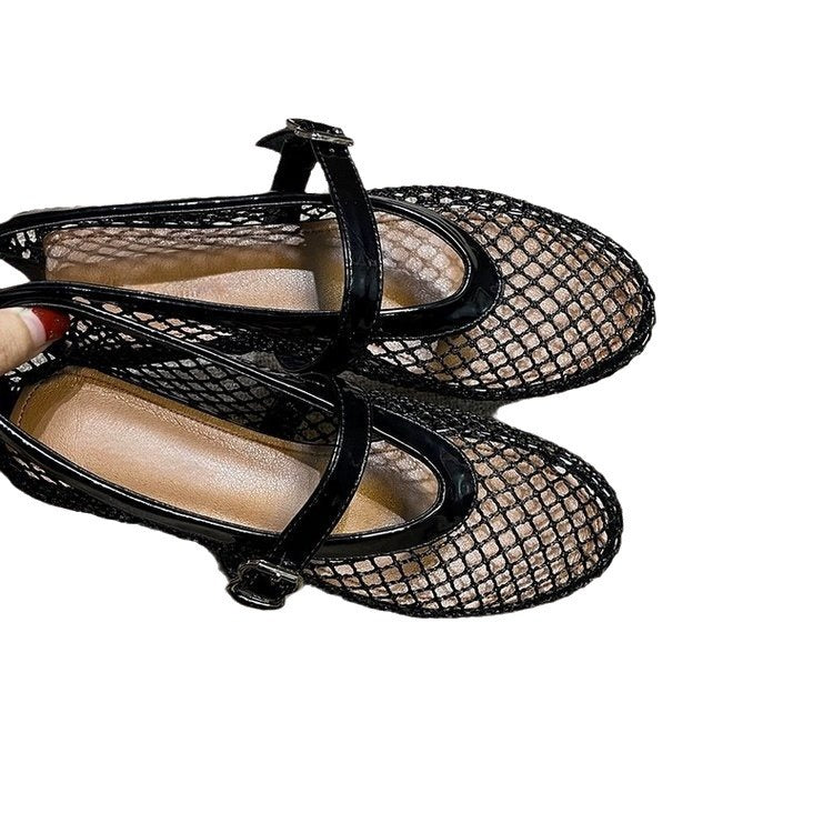Damen modische Ballerinas mit Netzdesign und komfortablem Riemen R&B