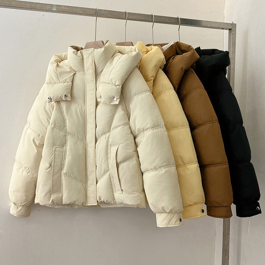 Damen modische pufferjacke mit hohem Kragen und praktischen Taschen R&B