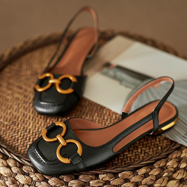 Damen elegante Sling-Ballerinas mit modischem Riemchendesign