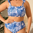 Damen Hochtailliertes Bikini-Set mit floralem Muster R&B