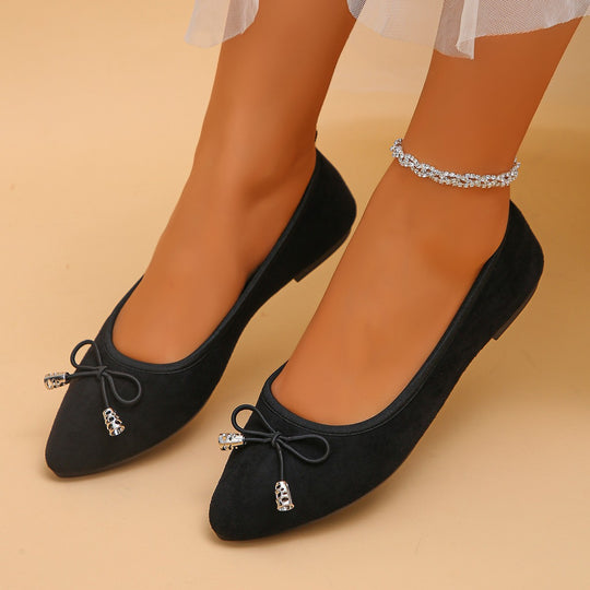 Damen Ballerinas mit dezentem Strassdetail und modischer Schleife R&B