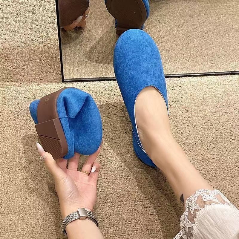 Damen flache Ballerinas aus hochwertigem Veloursleder R&B