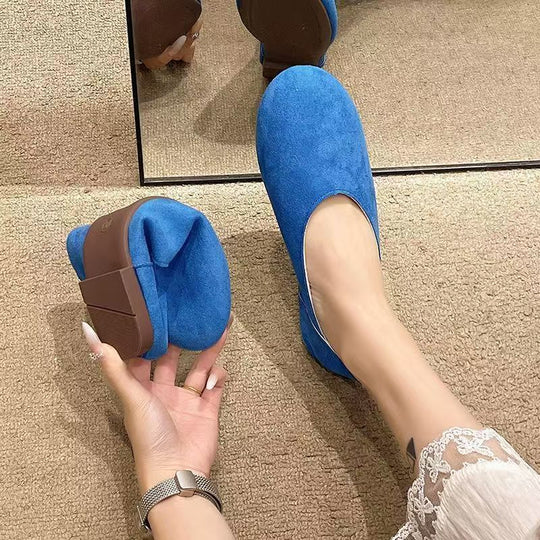 Damen flache Ballerinas aus hochwertigem Veloursleder R&B