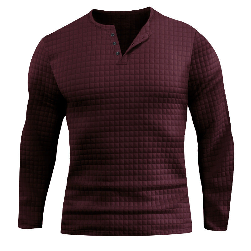 Herren Langarmshirt mit strukturiertem Design und modischem Knopfverschluss R&B