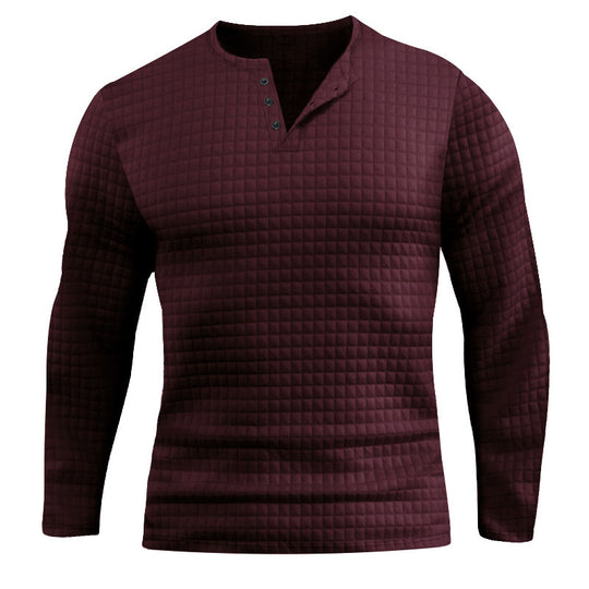 Herren Langarmshirt mit strukturiertem Design und modischem Knopfverschluss R&B