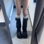 Damen Overknee Stiefel mit verstellbaren Riemen und modischem Reißverschluss R&B
