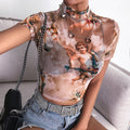 Damen Hochgeschlossenes Crop-Top mit romantischem Engelmotiven R&B