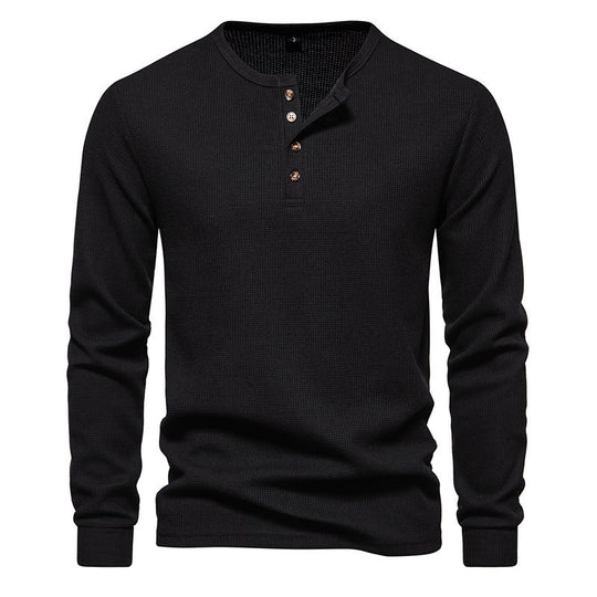 Herren Langarmshirt mit Knopfleiste und strukturiertem Design R&B