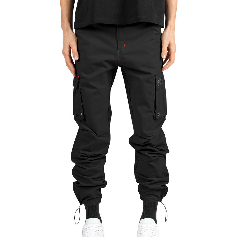 Herren nan Multitaschen-Freizeithose aus Baumwoll-Twill mit konischem Bein und verstellbarem Knöchelzug R&B