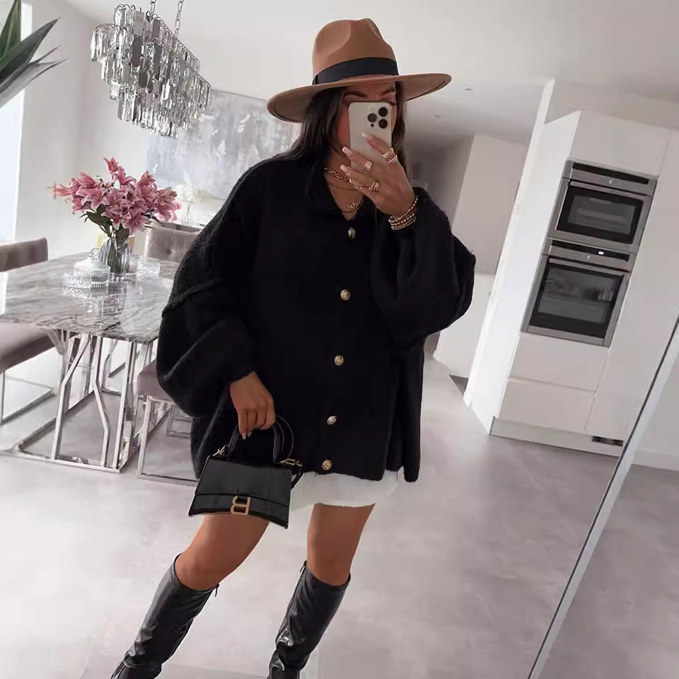 Damen Grobstrickpullover mit voluminösen Ärmeln und komfortablem Schnitt R&B