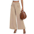 Damen Weite, luftige Palazzo-Hose mit elastischem Bund und praktischen Taschen R&B