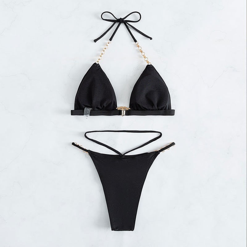 Damen Triangel-Bikini mit eleganten Schmuckdetails