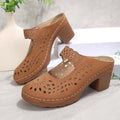 Damen Modische Clogs mit floralem Cut-Out-Design und komfortablem Blockabsatz