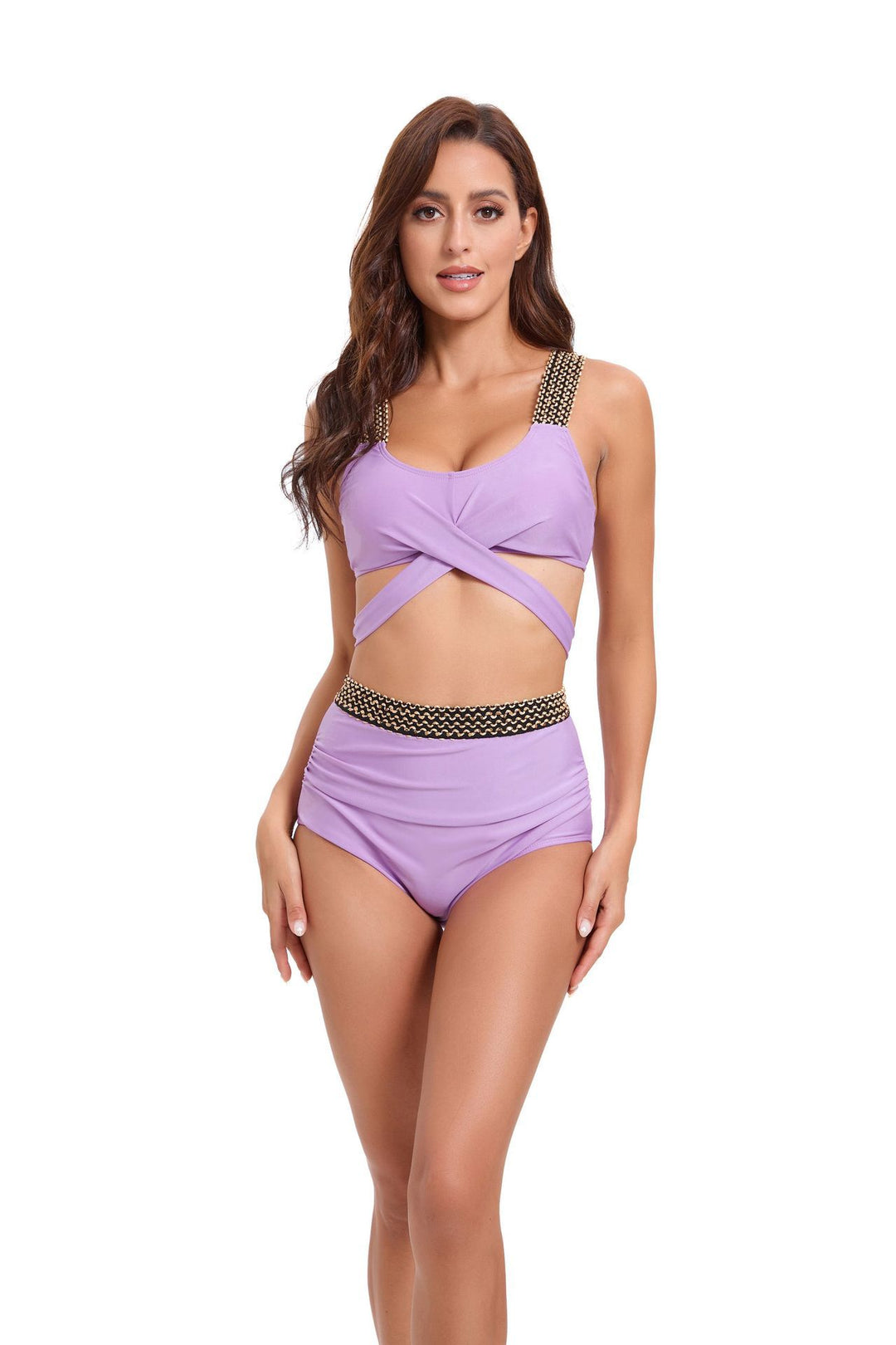 Damen Sportliches Bikini-Set mit raffiniertem Wickeldesign und verstellbaren Trägern R&B