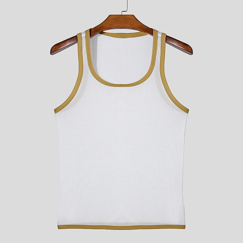 Herren nan Ringer-Top aus feinem Baumwoll-Elasthan mit Kontrastpaspel und schmaler Passform R&B