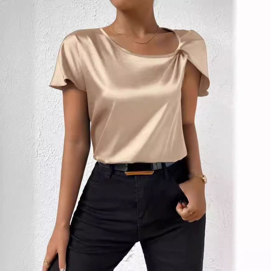 Damen Elegantes Top mit asymmetrischem Schnitt und feinem Glanz R&B