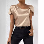 R&B | Satin Twist Einfarbiger Lockerer Vielseitiger Top