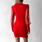 Damen Wickelkleid mit eleganten transparenten Ärmeln und schimmerndem Detail R&B
