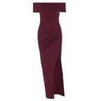 Damen Off-Shoulder Kleid mit figurformendem Schnitt und hohem Schlitz R&B