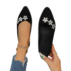 Damen elegante Ballerinas mit floralem Schmuckdetail R&B