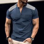 Herren Kurzarm-Henley-Shirt mit strukturiertem Design und praktischen Knöpfen R&B