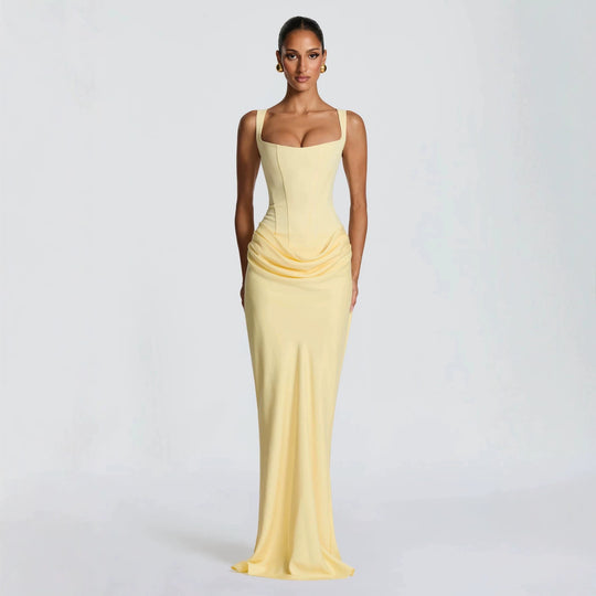 Damen Elegantes langes Etuikleid mit taillierter Silhouette und raffinierter Drapierung R&B