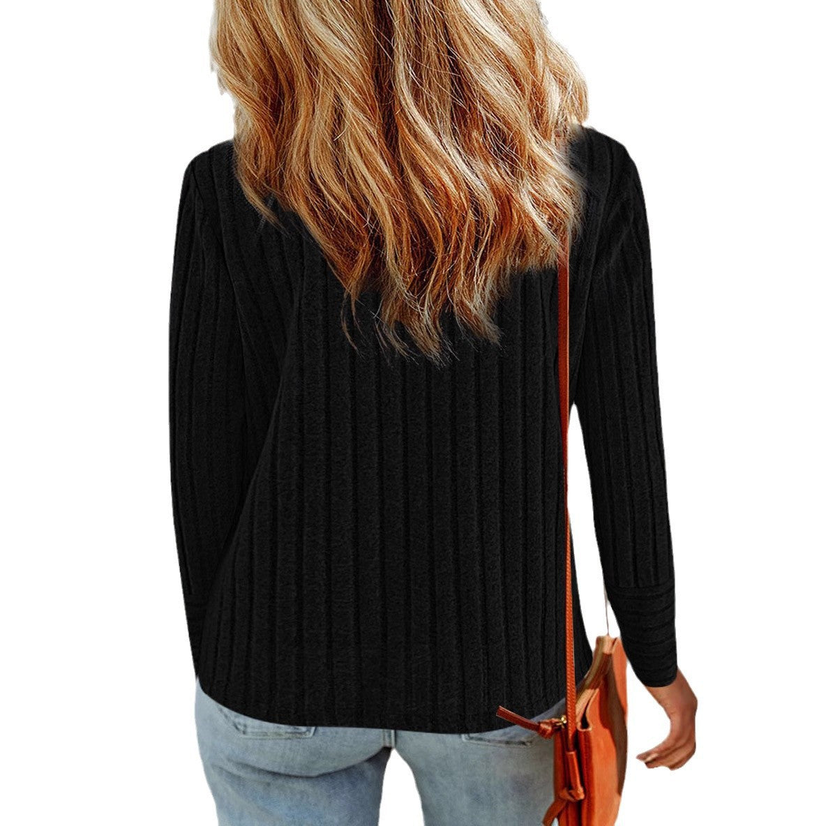 Damen Strukturierter Pullover mit modischen Knöpfen R&B