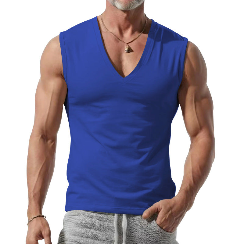 Herren nan figurbetontes ärmelloses V-Ausschnitt Muskelshirt R&B