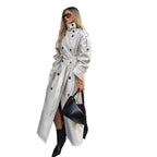 Damen eleganter Mantel mit hohem Kragen und taillierbarem Gürtel R&B