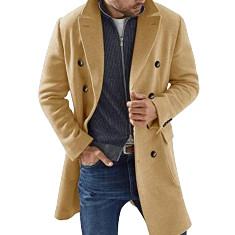Herren eleganter Doppeltailleur-Mantel mit stylischen Knopfdetails R&B