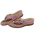 Damen Elegante Zehentrenner-Sandalen mit floralem Dekor R&B