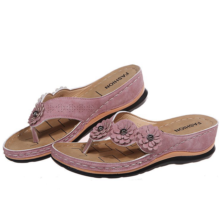 Damen Elegante Zehentrenner-Sandalen mit floralem Dekor R&B