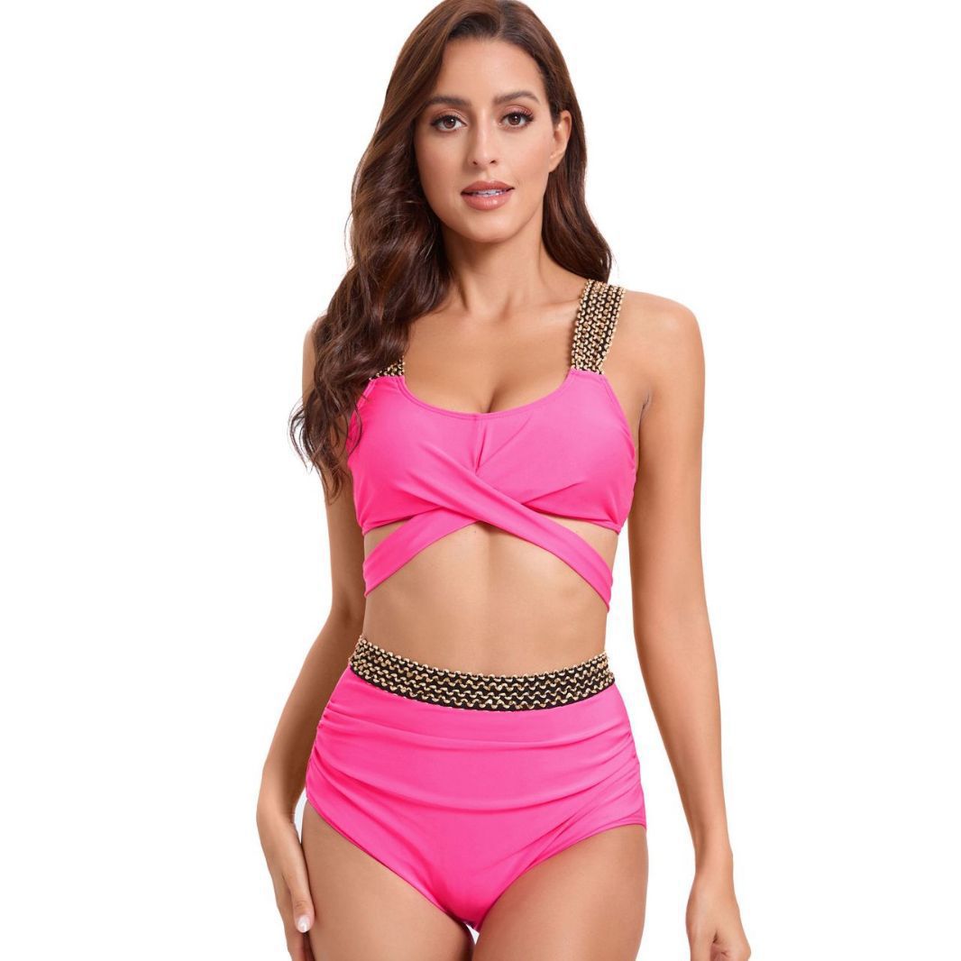 Damen Sportliches Bikini-Set mit raffiniertem Wickeldesign und verstellbaren Trägern R&B