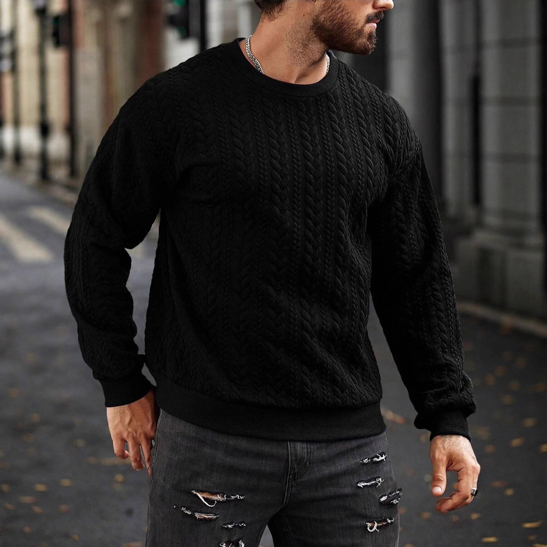 Herren Strickpullover mit strukturiertem Muster