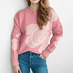 Damen gemütlicher Pullover mit kreativem Schriftzug und modernem Design R&B
