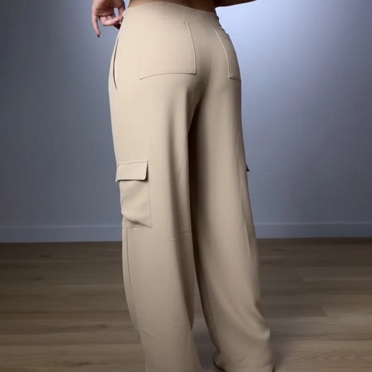 Damen weite Cargo-Hose mit elastischem Bund und praktischen Taschen R&B