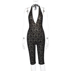 Damen Eleganter Jumpsuit aus feiner Spitze R&B