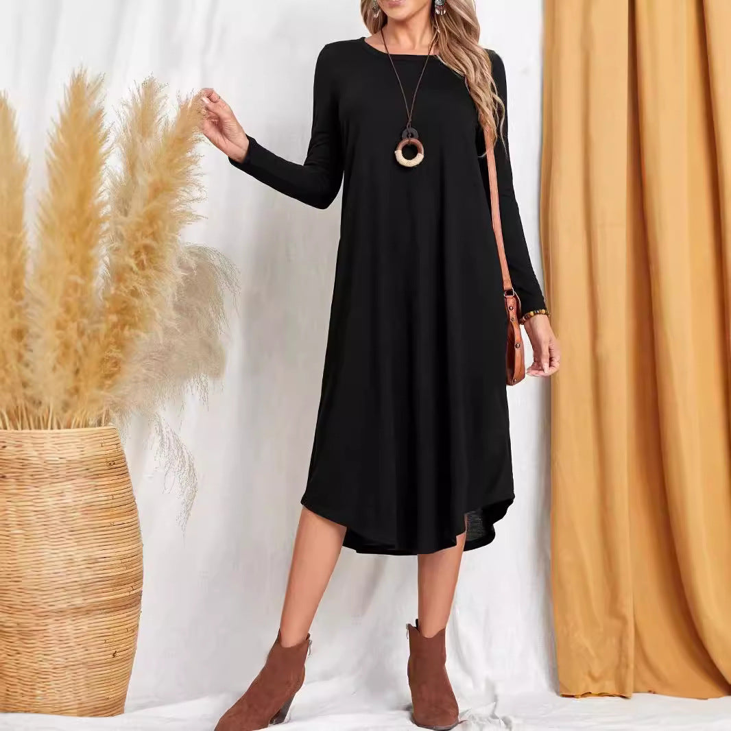 Damen Freizeit-Maxikleid mit praktischen Taschen und lockerem Schnitt R&B