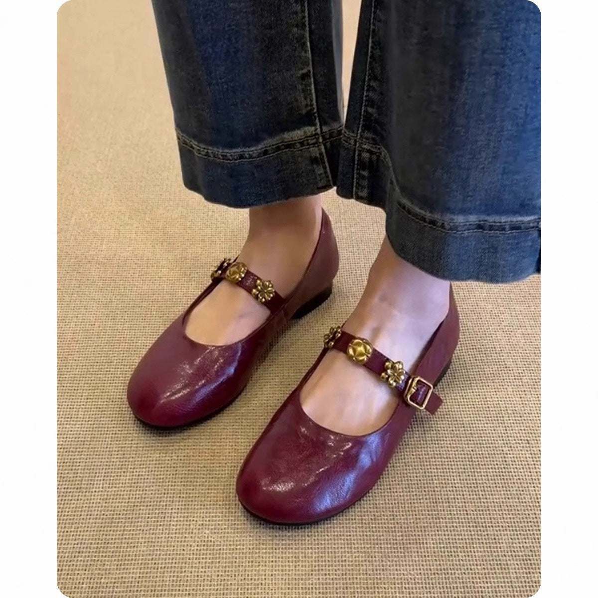 Damen elegante Ballerinas mit modischem Blüten-Akzent R&B