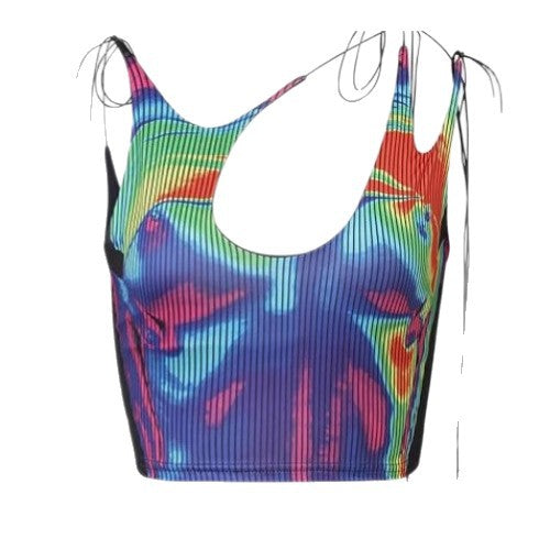 Damen sportliches Crop-Top mit asymmetrischem Design und feinen Schnürdetails R&B