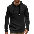 Herren lässiges Langarm-Hoodie-Shirt mit Knopfdetails und praktischen Taschen R&B