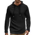 Herren lässiges Langarm-Hoodie-Shirt mit Knopfdetails und praktischen Taschen R&B